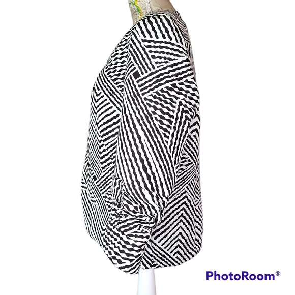 VINTAGE TRENZ by Theresa Renz Open Front Blazer Black White Abstract Size Large - Picture 3 of 10